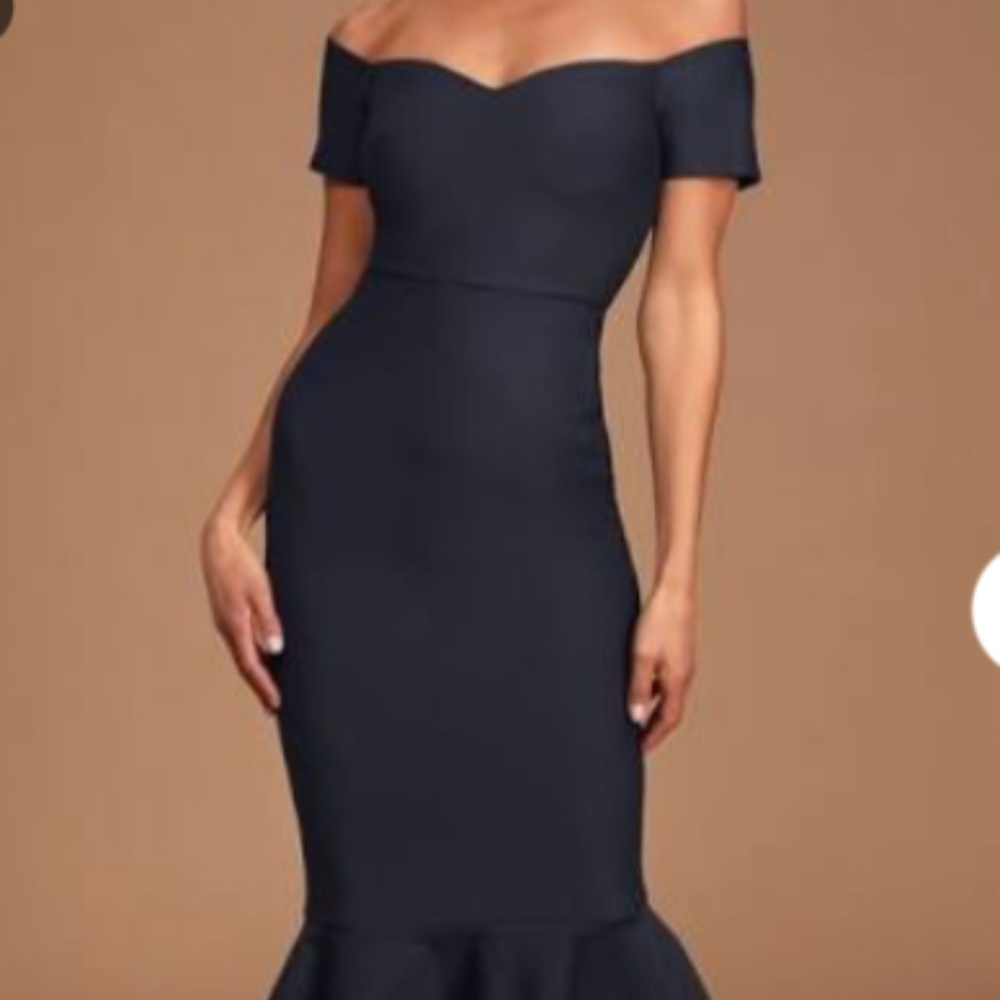 Lulus High/Low Navy Blue Midi Dress Size XL